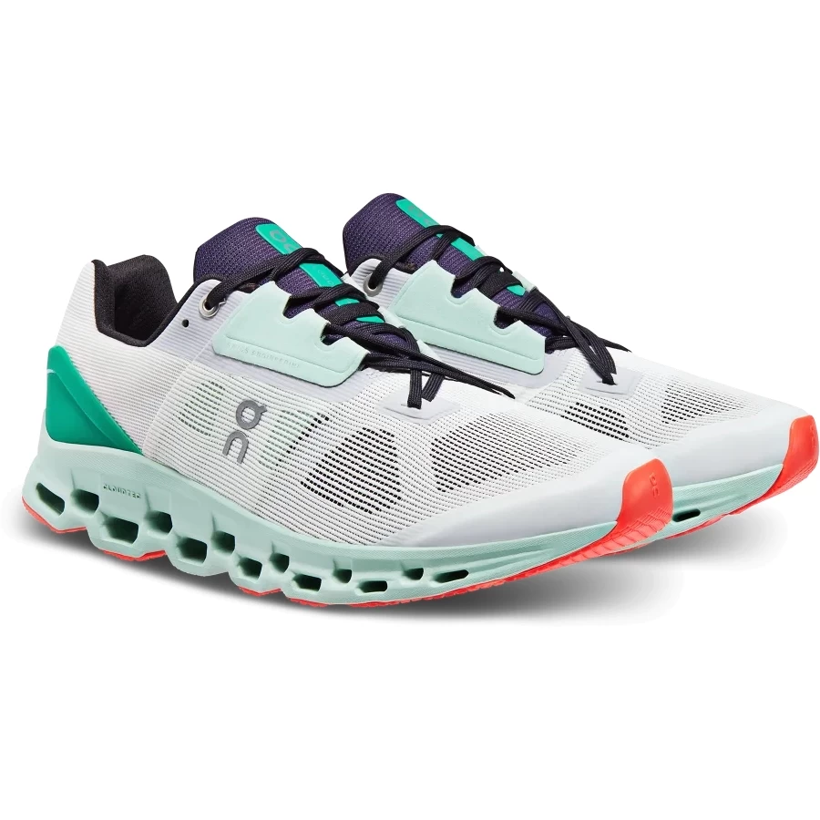 On Running On Cloudstratus Running Shoe - Undyed-White & Creek 3 On Running On Cloudstratus Running Shoe - Undyed-White & Creek
