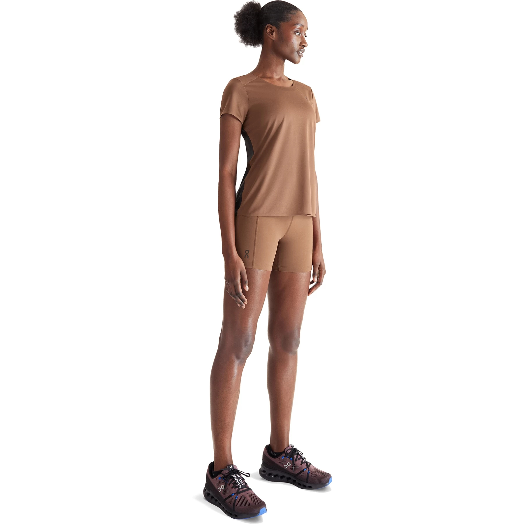 On Running On Performance-T Dames Hardloopshirt - Cocoa & Zwart 4 On Running On Performance-T Dames Hardloopshirt - Cocoa & Zwart - Afbeelding 2